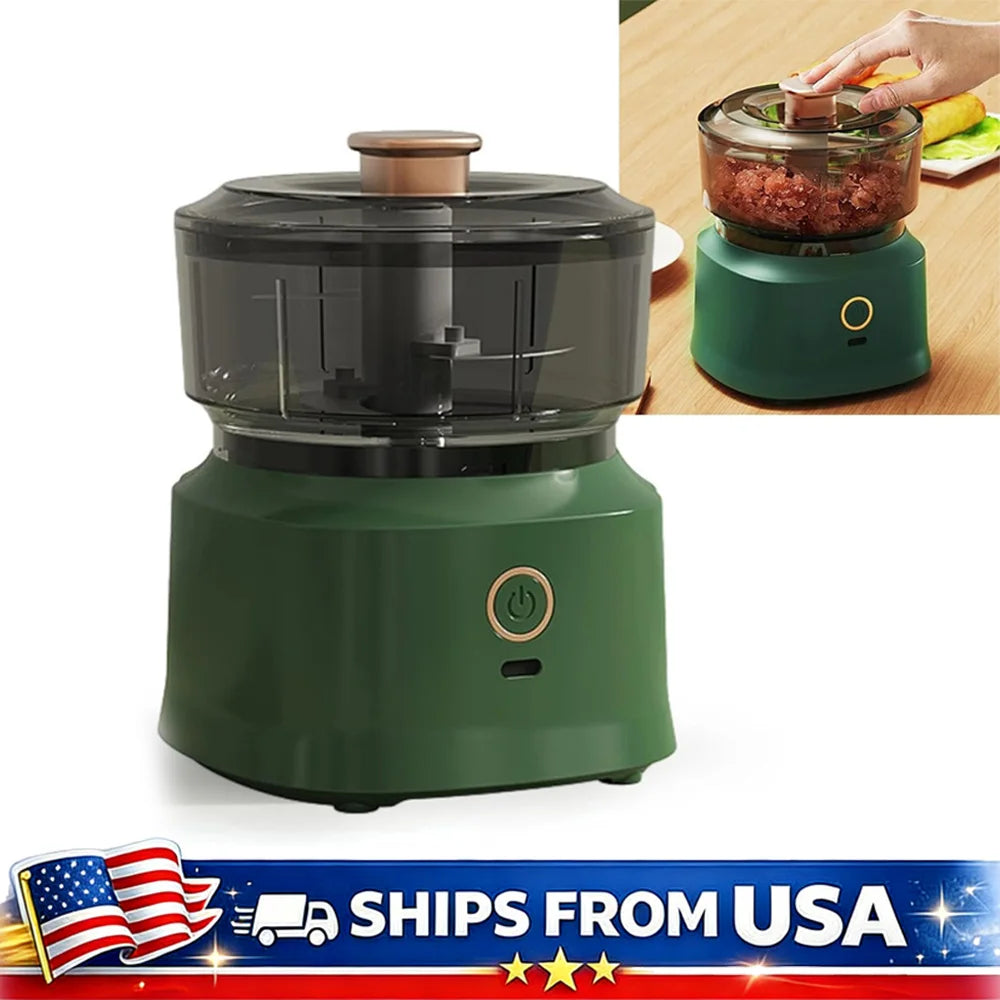 Electric Mini Food Chopper USB Rechargeable Garlic Onion Meat Grinder 350ML Portable Kitchen Food Processor