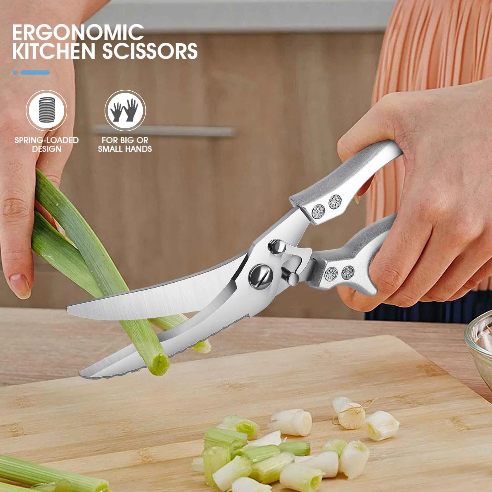 1pc Stainless Steel Kitchen Scissors Multifunctional Chicken Bone Scissors Shear Fish Duck Cut Chef Professional Scissors Knife