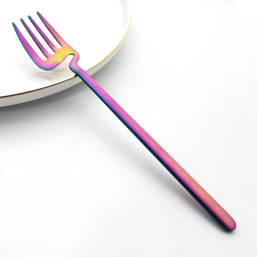 6pcs Black Dinner Fork Flatware Table Decor Kitchen Matte Spoon Knife Dinnerware tableware Cutlery Desserts Soup Coffee Use