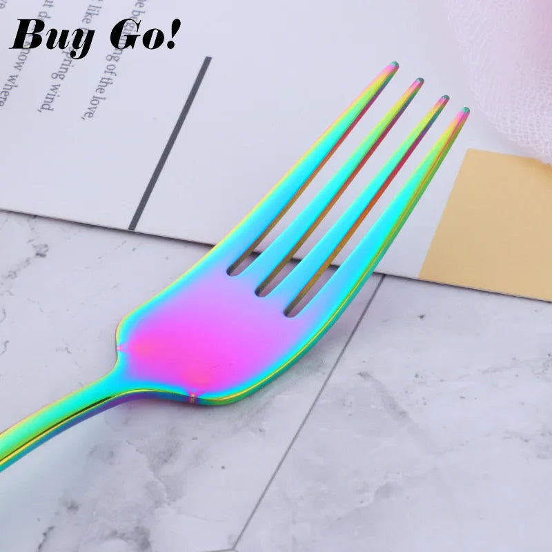 24pcs/lot 304 Stainless Steel Dinnerware Set Korean Style Luxury Portable Gold Cutlery Set Top Knifes Tablespoons Forks for Food