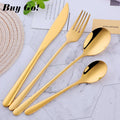 24pcs/lot 304 Stainless Steel Dinnerware Set Korean Style Luxury Portable Gold Cutlery Set Top Knifes Tablespoons Forks for Food