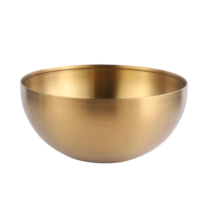 Korean golden salad bowl stainless steel Korea cold noodle bowl household large fruit bowl snail powder bowl creative tableware