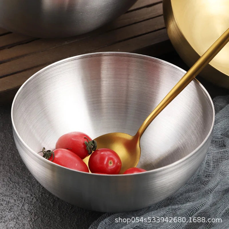 Korean golden salad bowl stainless steel Korea cold noodle bowl household large fruit bowl snail powder bowl creative tableware