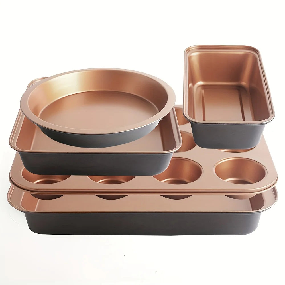 usNonstick Bakeware Set, Stackable Space-Saving Design Includes Round & Square Pans, Waffle Tray, Cookie Sheet, Baking Pan, Dishwasher Safe, 2pcs Round Pans Or 5/10pcs Setd