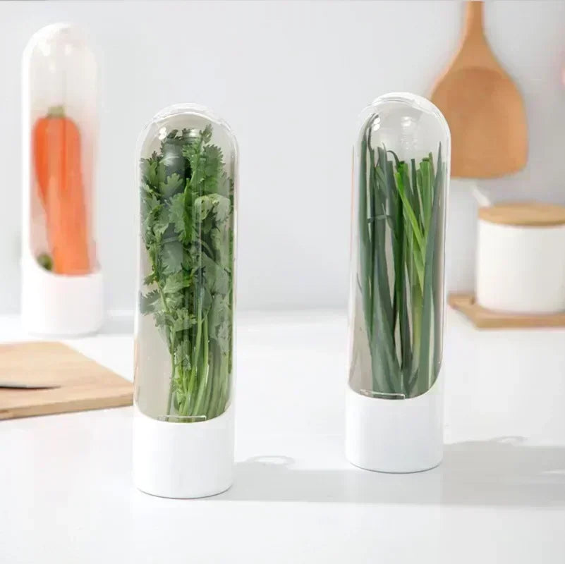 Refrigerator Herb Crisper Saver Container Vegetable Preserving Bottle Home Storage Fresh Kitchens Accessories Kitchen Organizers
