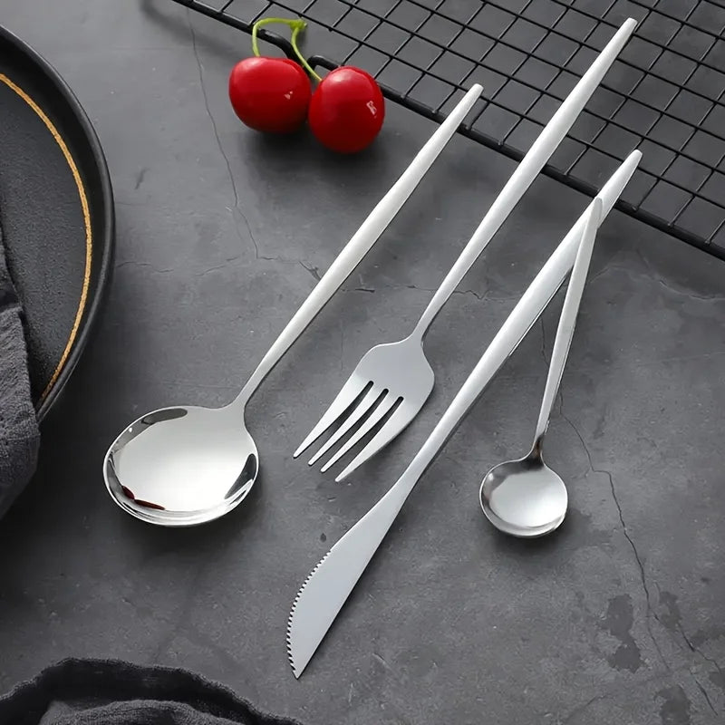 40 Pieces Stainless Steel Cutlery - Mirror Polished, Dishwasher Safe, Suitable For Parties, Weddings,  Knives, Forks, Spoons