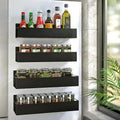 Magnetic Spice Rack for Refrigerator, Kitchen Organizer and Storage Shelf, Black (4 Pack)