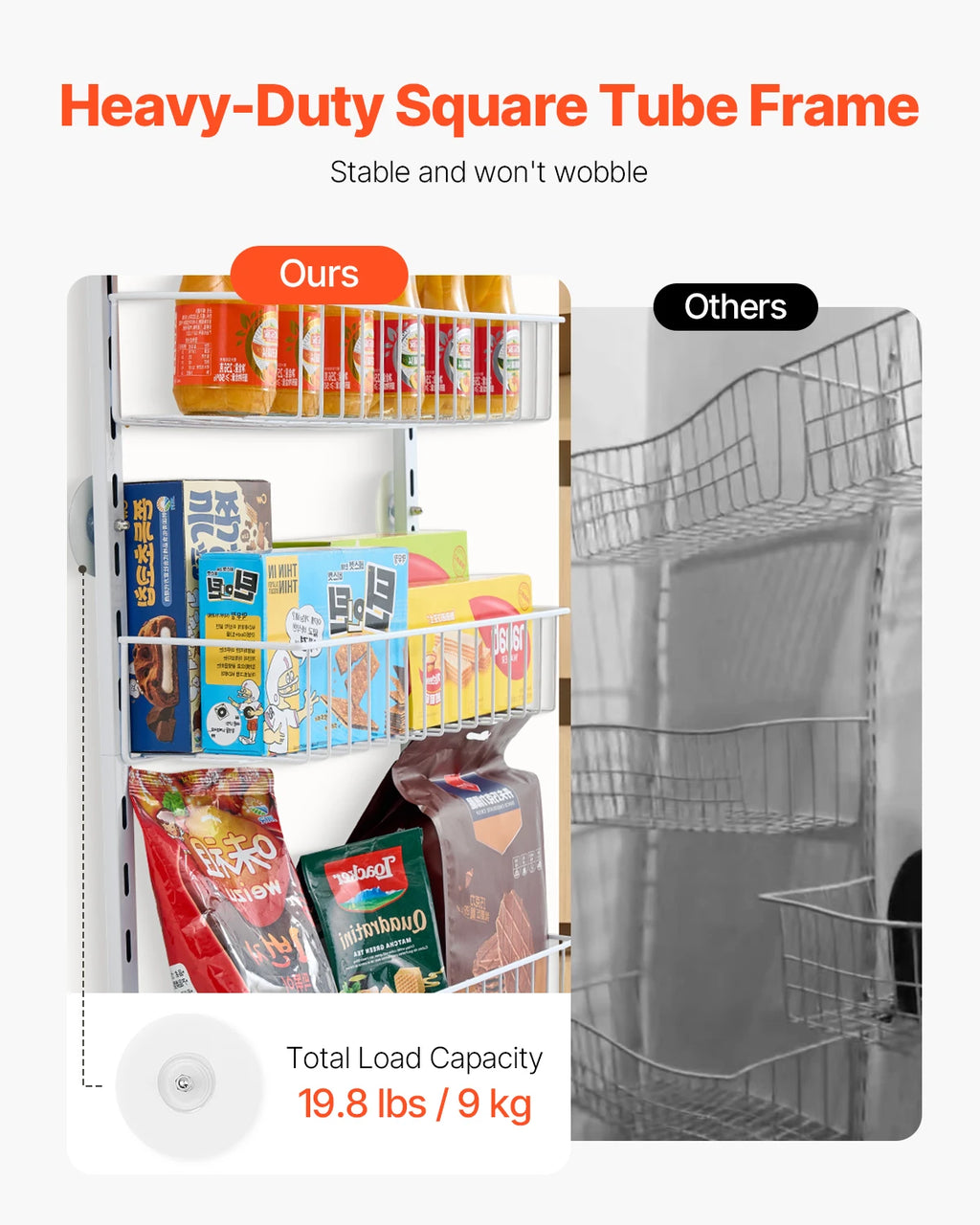 SucceBuy 6/8/9/10 Tier Over the Door Pantry Organizer Heavy-Duty Steel Hanging Spice Rack, Adjustable Wall Seasoning Shelves