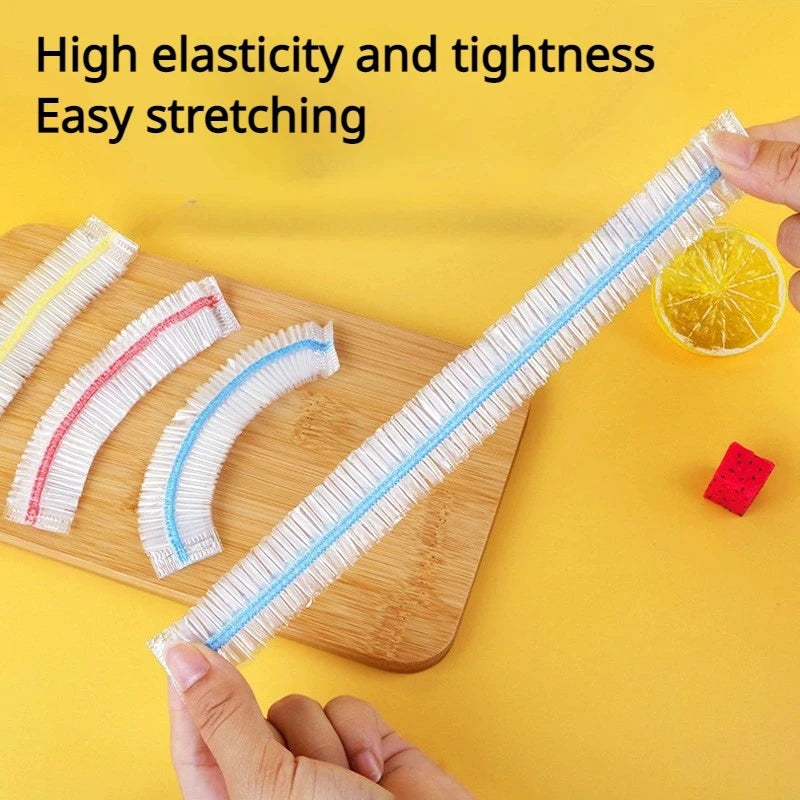100/1000pcs Colorful Disposable Food Cover Plastic Wrap Elastic Food Lids Cups Caps Storage Plastic Bag Kitchen Accessories