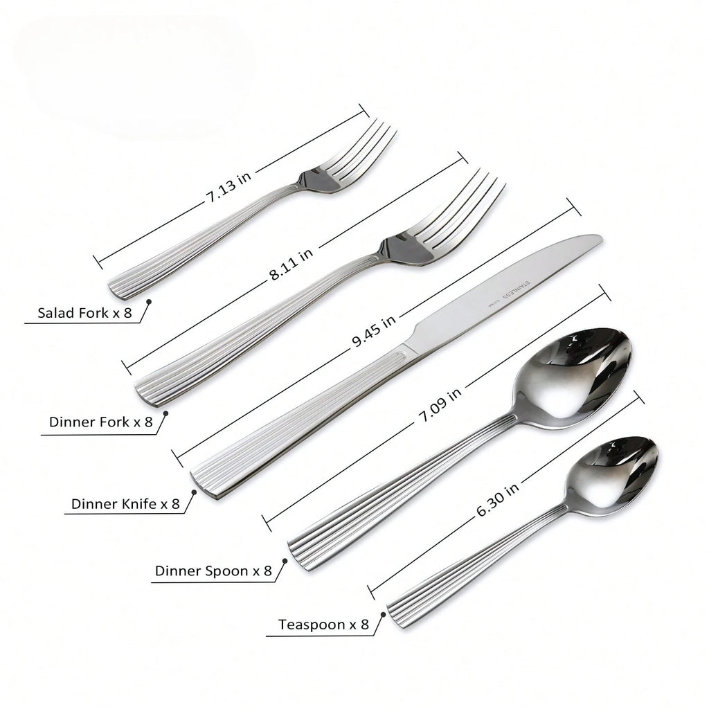 HANSMART 40pcs Premium Stainless Steel Silverware, Essential Dining Collection For Family Dinners & Holiday Celebrations