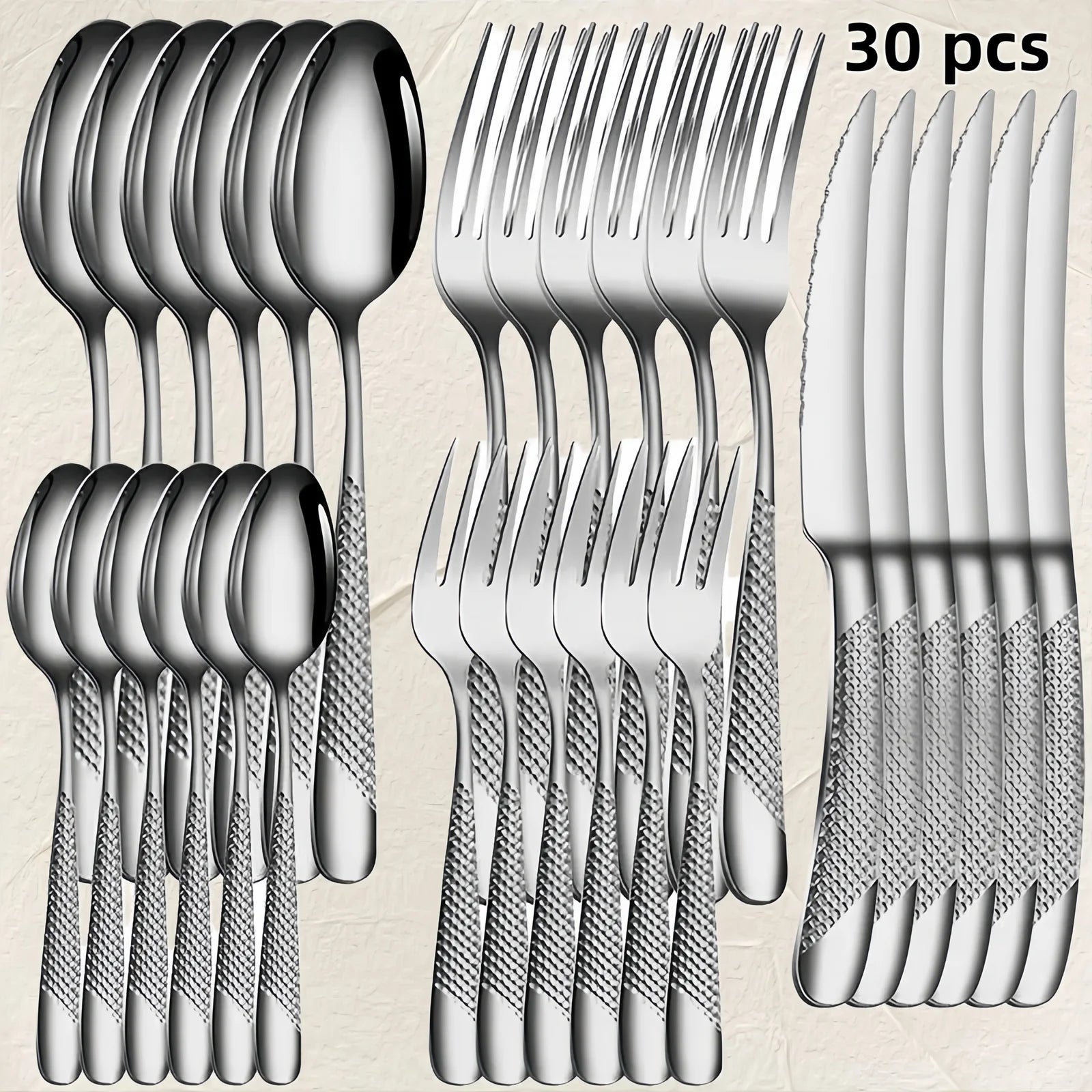 30pcs Diamond Star Cutlery Set Dinner Knife/Fork/Spoon Included for Women Wedding Party Table Setting Christmas Gift