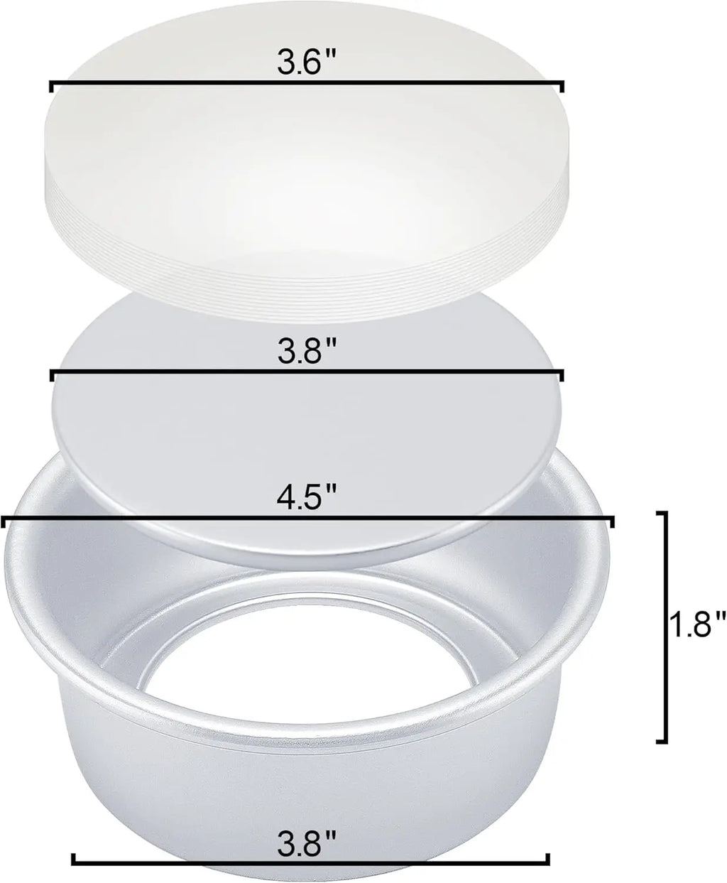 4 Inch Round Cake Pan Set of 8, Nonstick Aluminum Baking Pans with 100 Parchment Sheets, Removable Bottom for Mini Cheesecakes, Desserts, Pizzas & Quiches