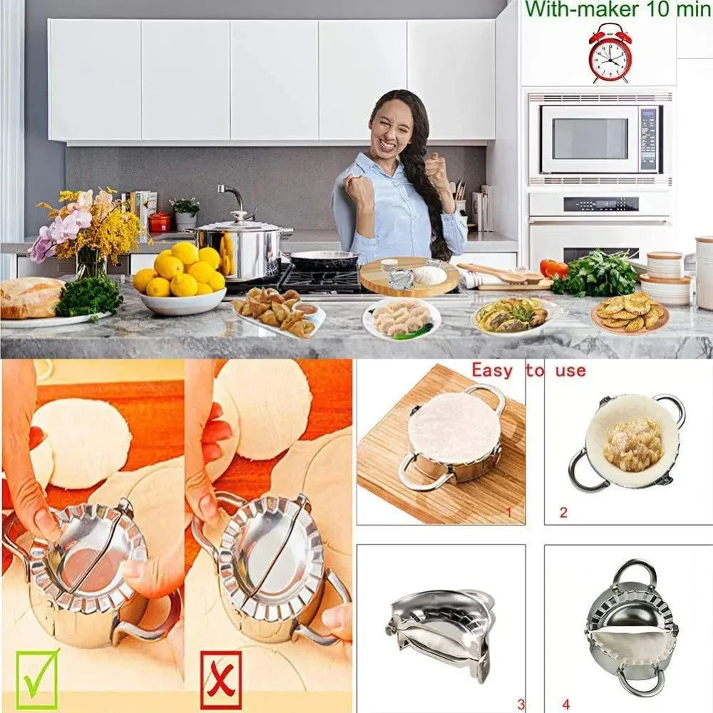 Stainless Steel Dumpling Maker Set – Easy Dumpling Wrapper & Ravioli Press Mold