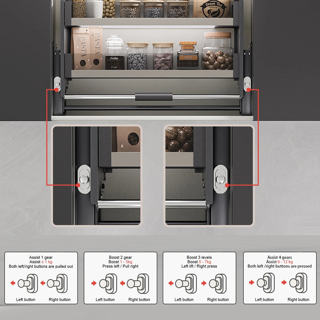 2-Tier Pull Down Shelf Pull Down Cabinet Organizer Shelf Organizer for Kitchen Upper Cabinet