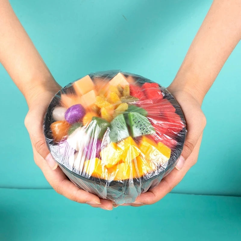 100/1000pcs Colorful Disposable Food Cover Plastic Wrap Elastic Food Lids Cups Caps Storage Plastic Bag Kitchen Accessories
