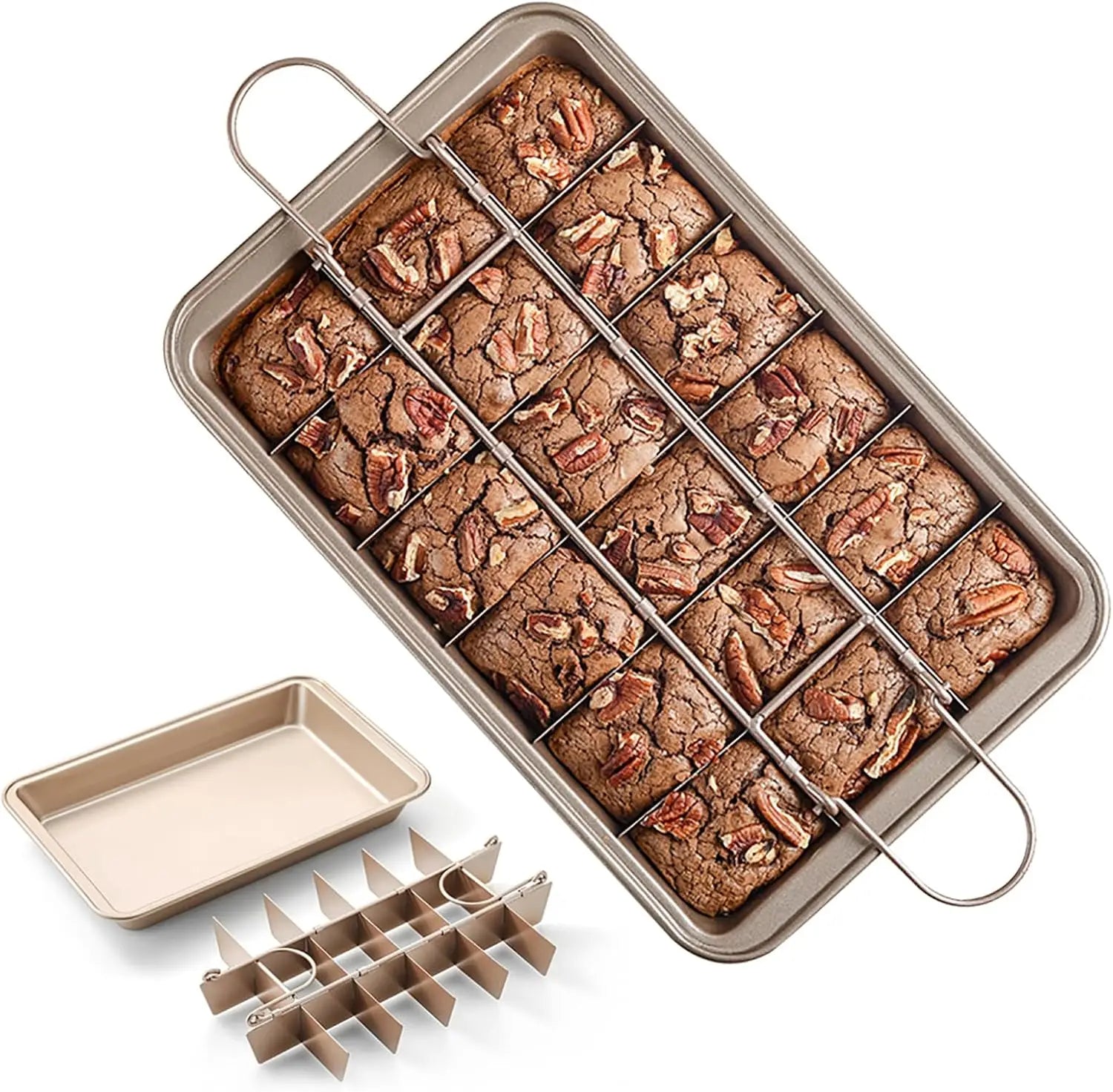 Non Stick Brownie Pan with Dividers, 18 Pre-slice Carbon Steel Bakeware Tray for Oven Baking, Square Mold for Cake Muffin Bread, 12x8x2 inch