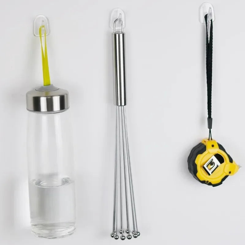 30-10PCS Mini Clear Wall Hooks Self Adhesive Transparent Sticky Hanger Wall Decor Hook Home Kitchen Bathroom Storage Organizers