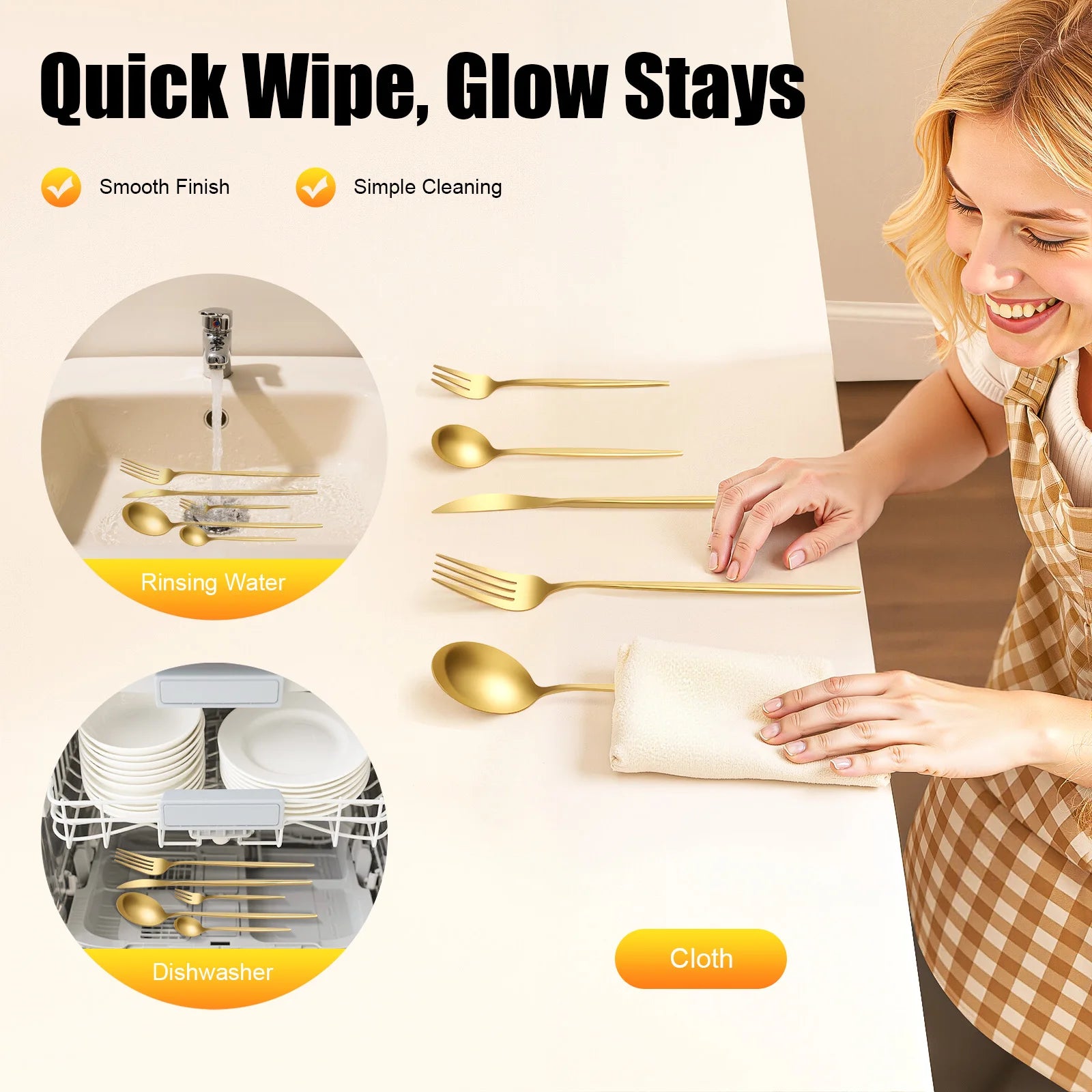 90 Pcs Gold Flatware Set Stainless Steel Dinnerware Cutlery Set for Wedding Party Restaurant Household Dishwasher Safe