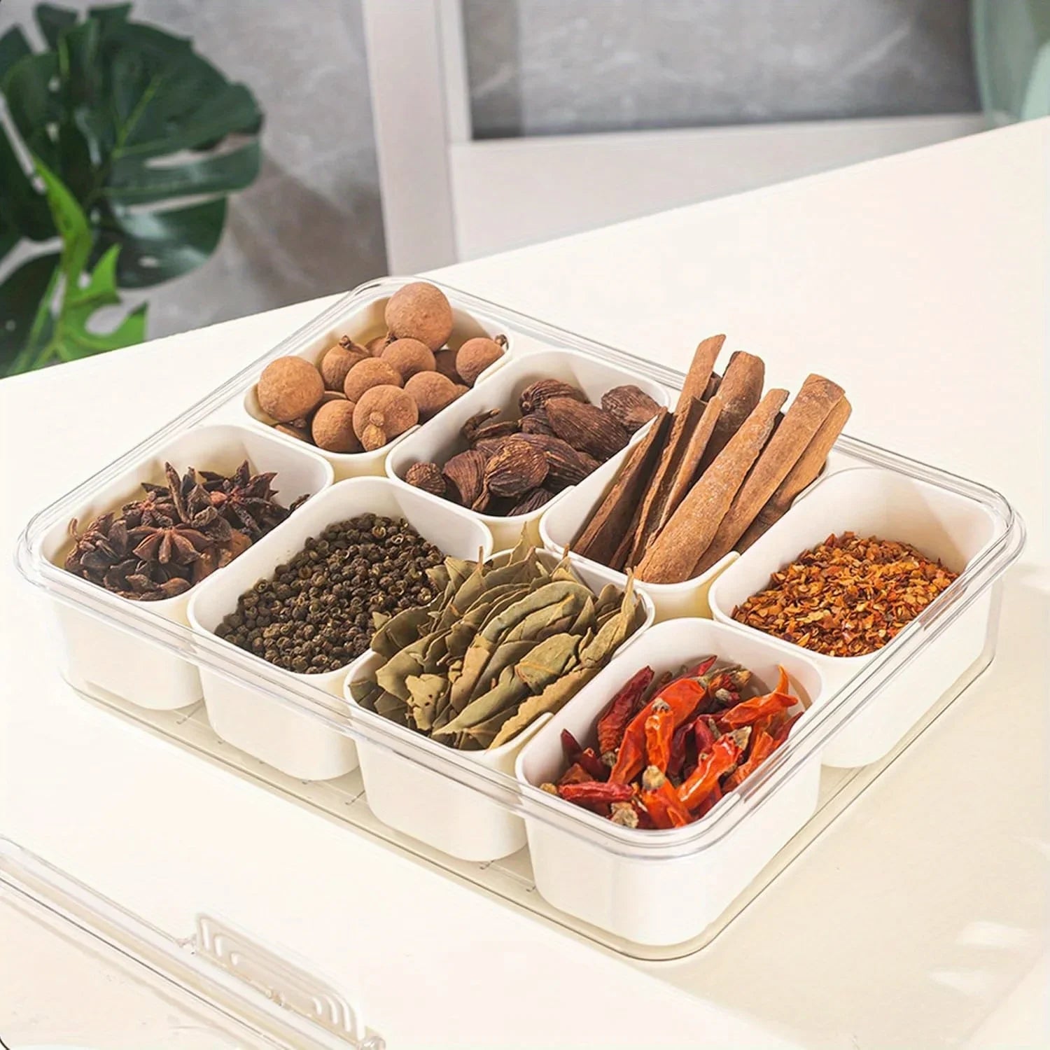 Divided Serving Tray with Handle, 8 Compartments Snack Box for Candy, Nuts, Cookies, Fruit, Party Favor, Wedding, Home Decor