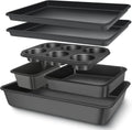 Baking Pans Set, Nonstick Bakeware Sets, Oven Pans for Cooking,  6 Pieces Baking Sheets Set Including Cookie Sheet, Deep R