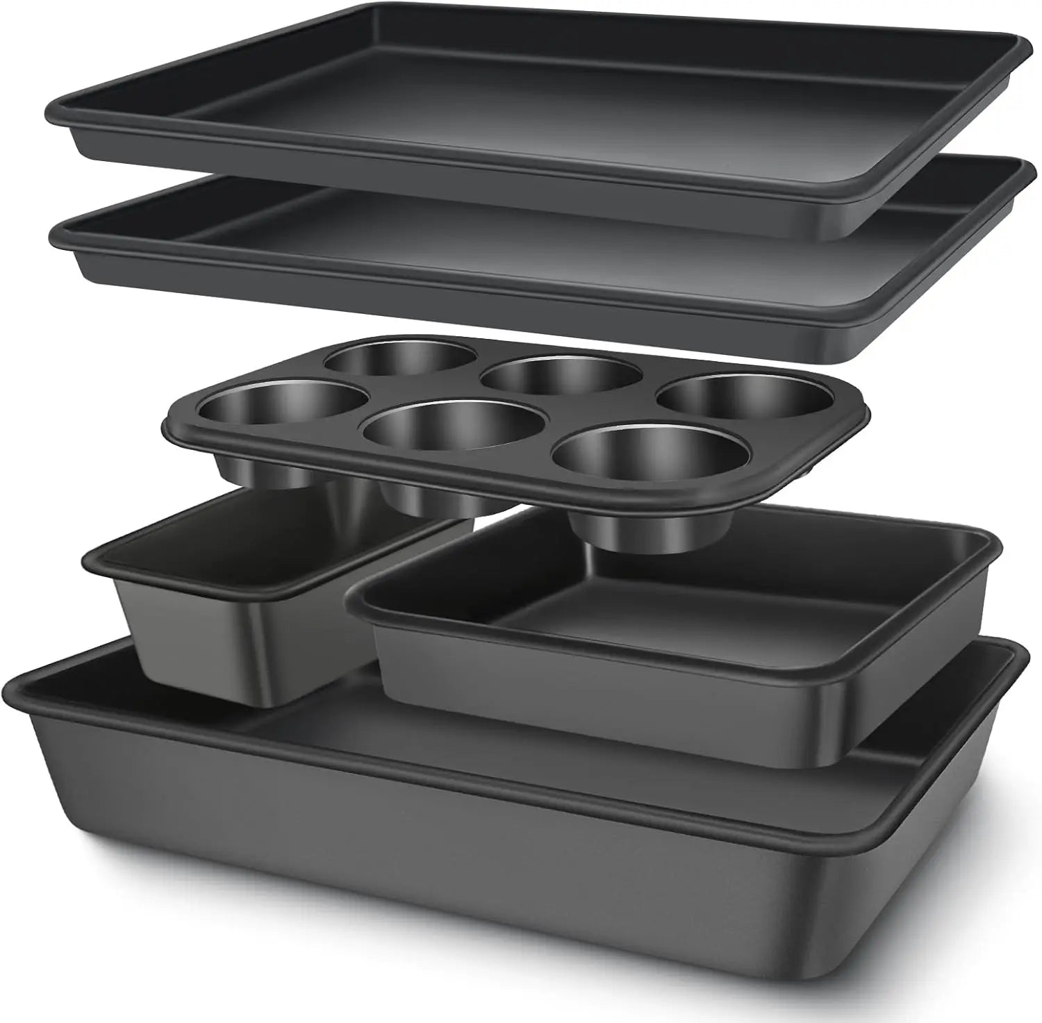 Baking Pans Set, Nonstick Bakeware Sets, Oven Pans for Cooking,  6 Pieces Baking Sheets Set Including Cookie Sheet, Deep R