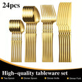 24-piece small waist cutlery set, including western cutlery cutlery steak cutlery dessert spork coffee spoon.