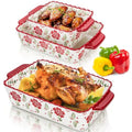3 Pack Ceramic Baking Dishes Rectangular Bakeware Set Hand-painted Lasagna Pan Porcelain Serving Bakeware for Pasta Chicken Kit