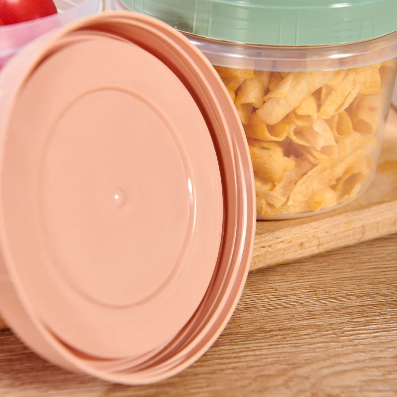 8 Pcs 500ml Round Food Fresh Keeping Box Kitchen Refrigerator Storage Container Fruits Snacks Sealed Jar Microwave Heating