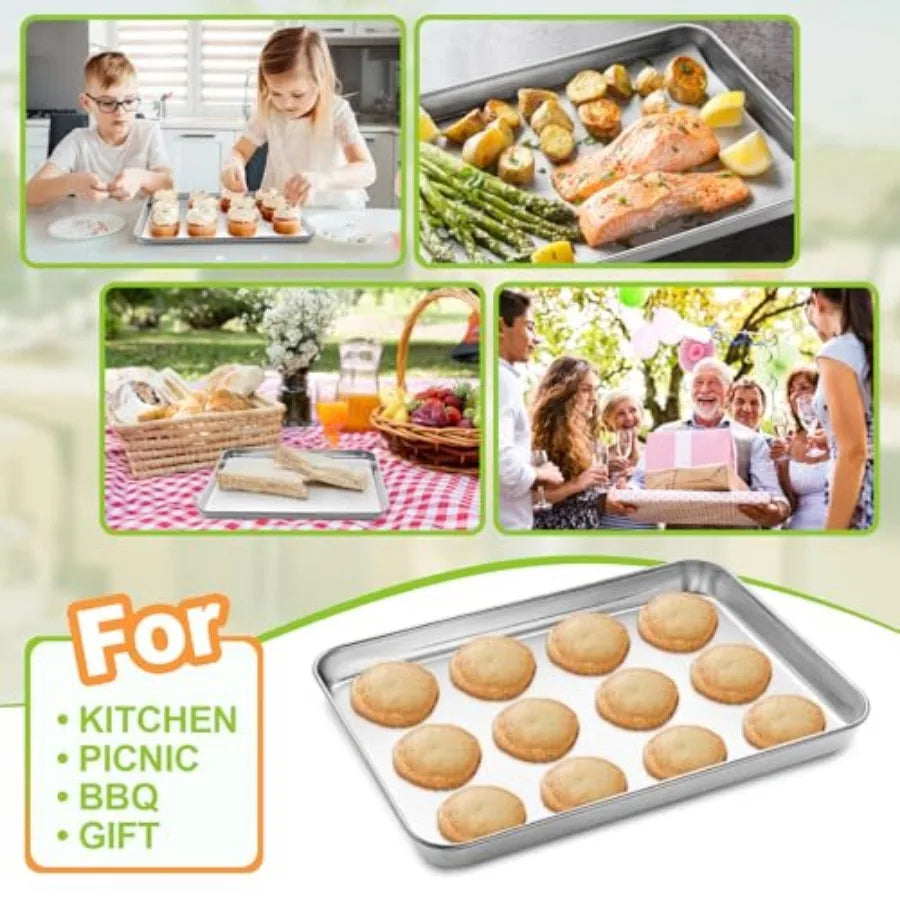 Stainless Steel Baking Sheet Set of 4 Large Baking Pan and Cookie Sheet and Baking Tray for Oven Half Sheet Pan Size x 13 x 1 H