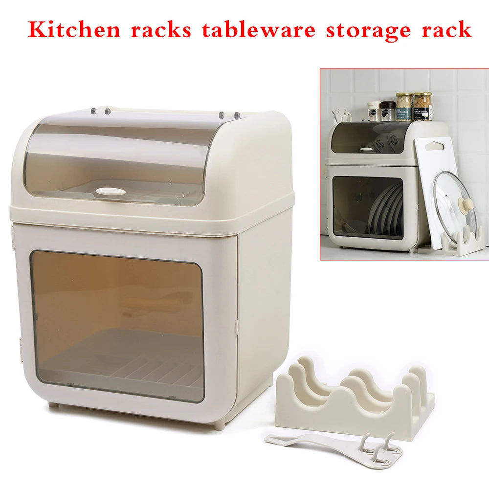 Dish Drying Rack with Drainboard Set, Kitchen Counter Storage Organizer, Durable Space-Saving Kitchen Storage Box