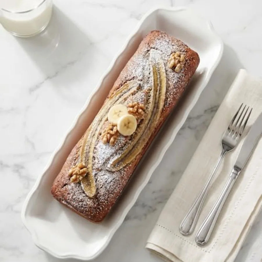 15" x 3.5" Ceramic Loaf pan Set of 2 27 OZ Rectangle Bakeware Baking Supplies Heritage Loaf Pan - Relatively long for Cake Brea