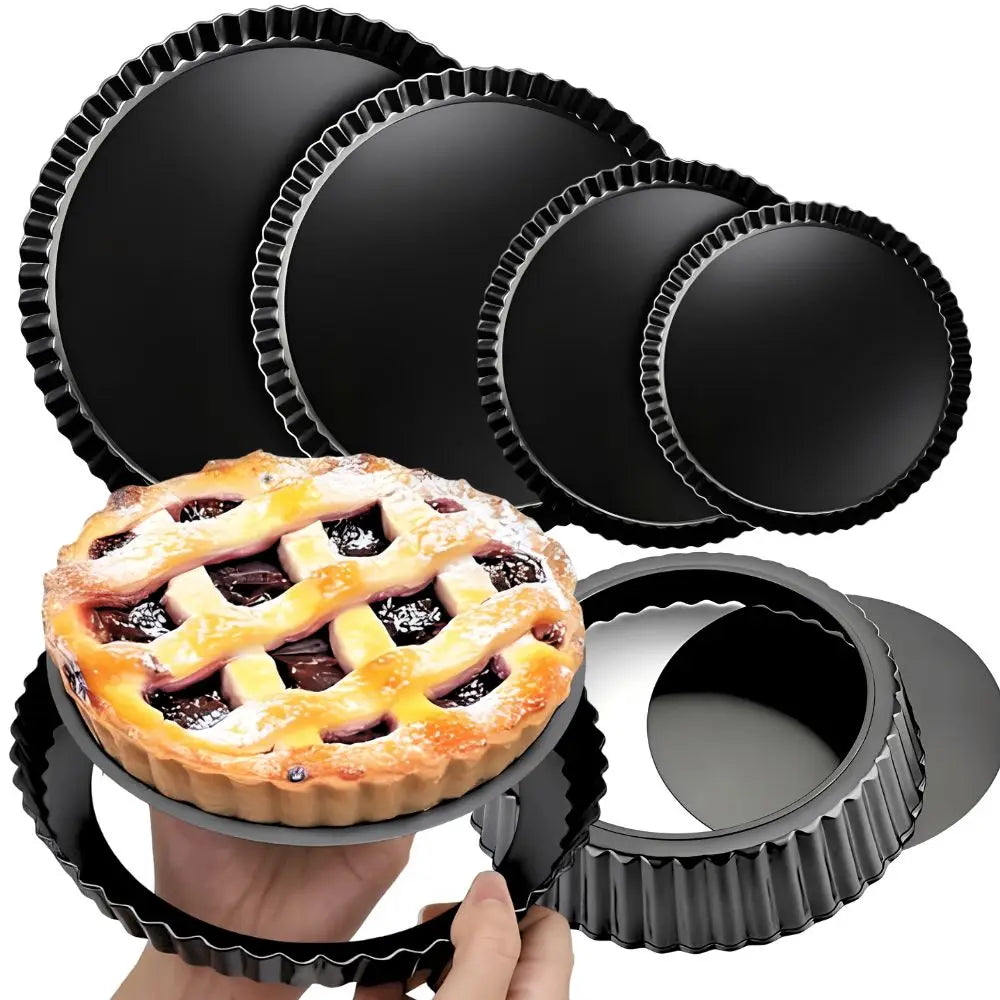 1pc 4/6/8/9 Inch Non-Stick Tart Pan Set with Removable Bottom, Carbon Steel Fluted Pie & Quiche Molds for Quiches, Mini Cakes, Pizzas & Pastries, Easy to Clean and Ideal for Home Baking YMY