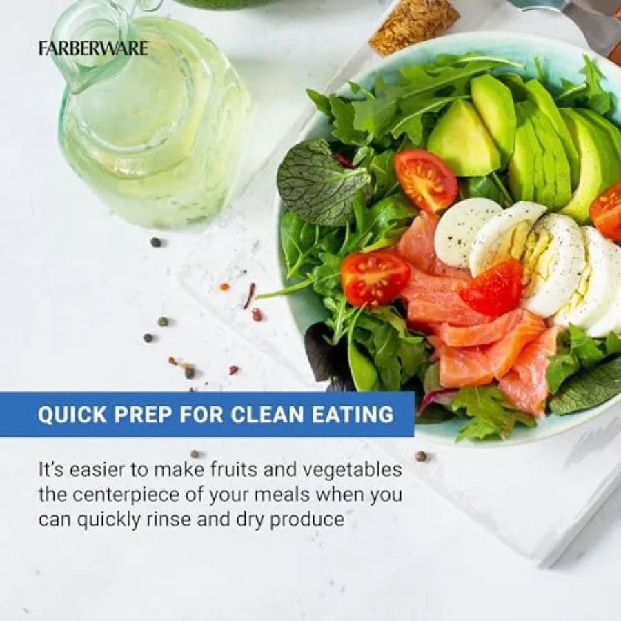 Easy to use pro Pump Spinner with Bowl, Colander and Built in draining System for Fresh, Crisp, Clean Salad and Produce, 6.6 qu