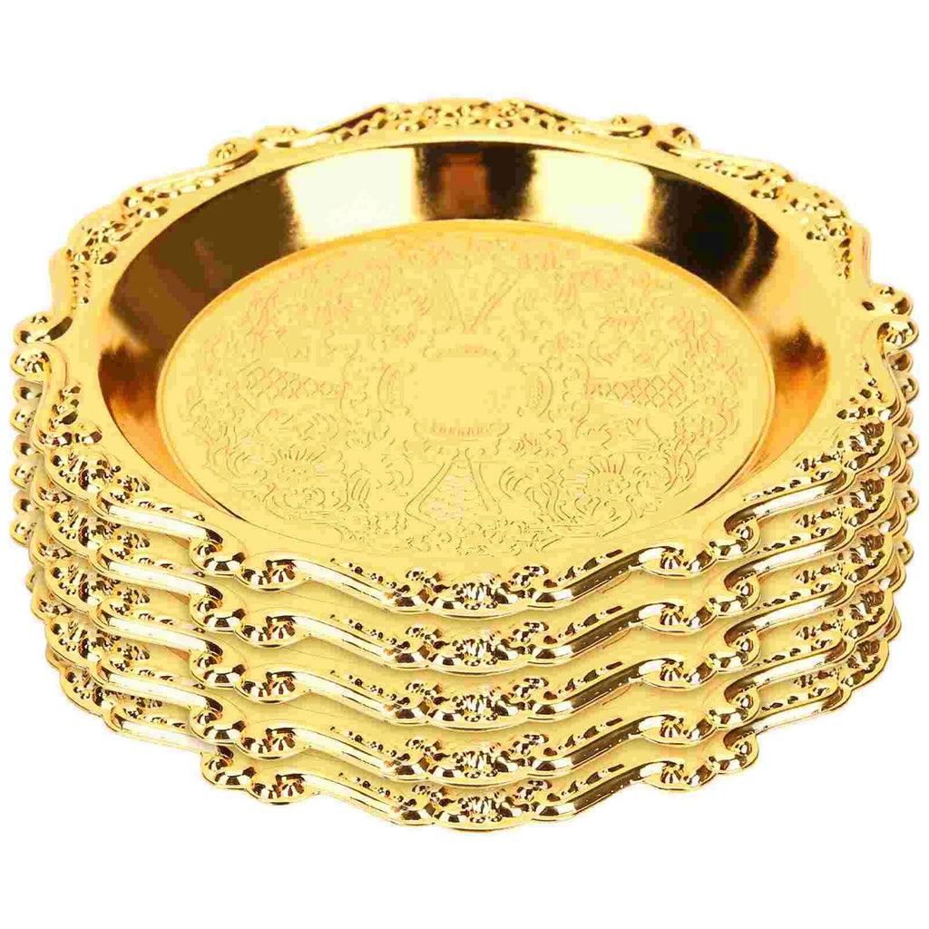 6 Pcs Dried Fruit Plate Serving Gold Platters And Serving Trays Platter Food Snack Chips and Dip Dish for Parties