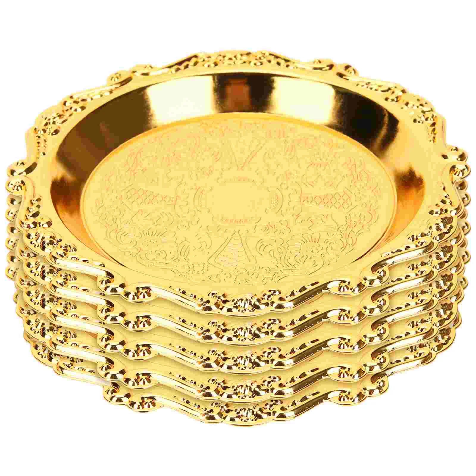 6 Pcs Dried Fruit Plate Serving Gold Platters And Serving Trays Platter Food Snack Chips and Dip Dish for Parties