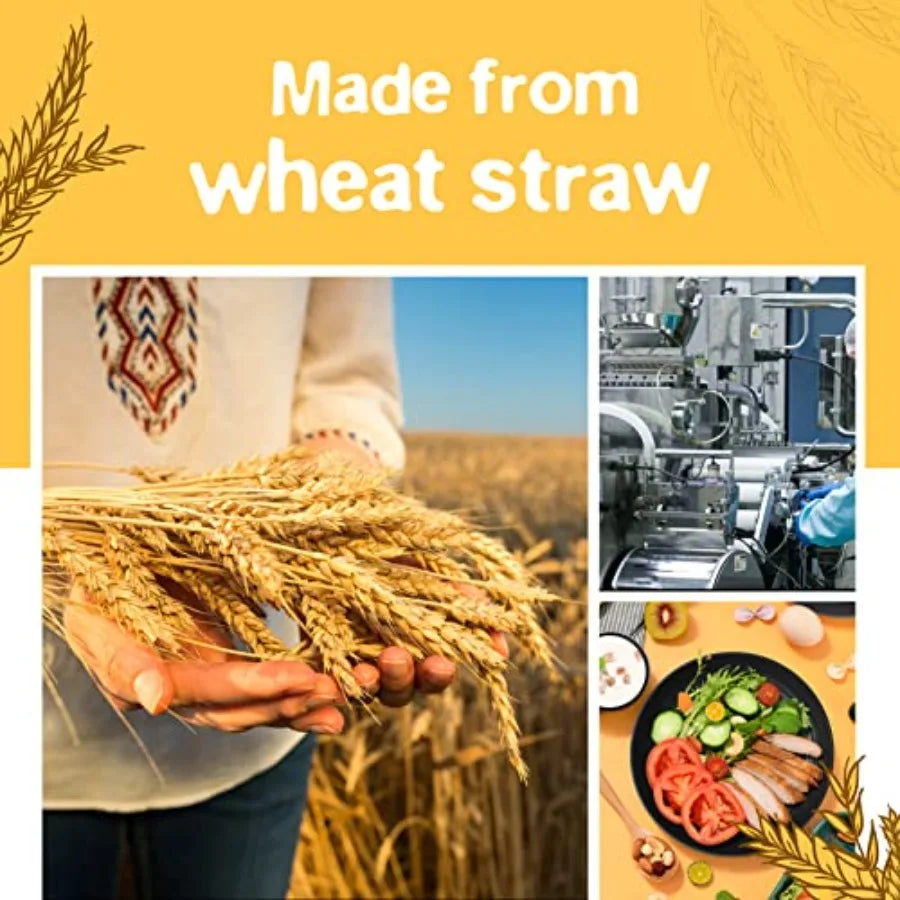 32-Piece Kitchen Plastic Wheat Straw Dinnerware Set Service for 8 Unbreakable Modern Dish Set - Dinner Plate/Dessert Plate/Cere
