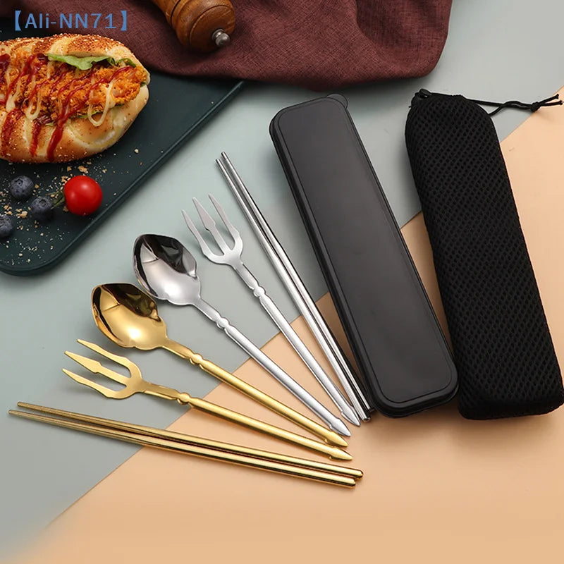 Stainless Steel Cutlery Sets Western Chopsticks Forks And Spoons Hotel Dinner Table Service French Wedding Decoration【NN71】