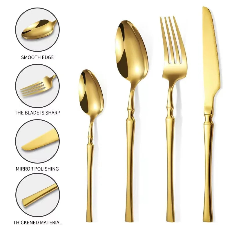 24-piece small waist cutlery set, including western cutlery cutlery steak cutlery dessert spork coffee spoon.