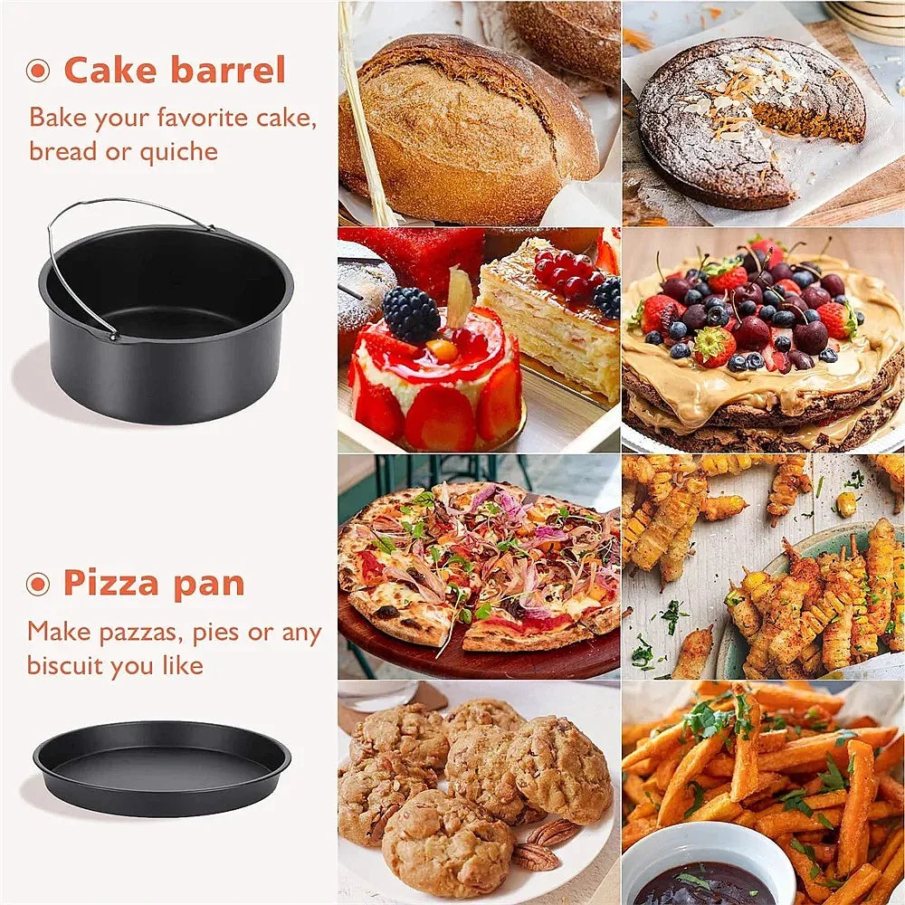 6/7/8 Inch Round Cake Mold Non Stick Baking Pan Tray with Handles for Air Fryer Oven Pizza Bakeware