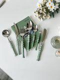 Acrylic een 304 Stainl Steel Cutlery Set Western Dinner Steak Knife Fork Coffee Spoon Dert Fork High End Dining Utensils