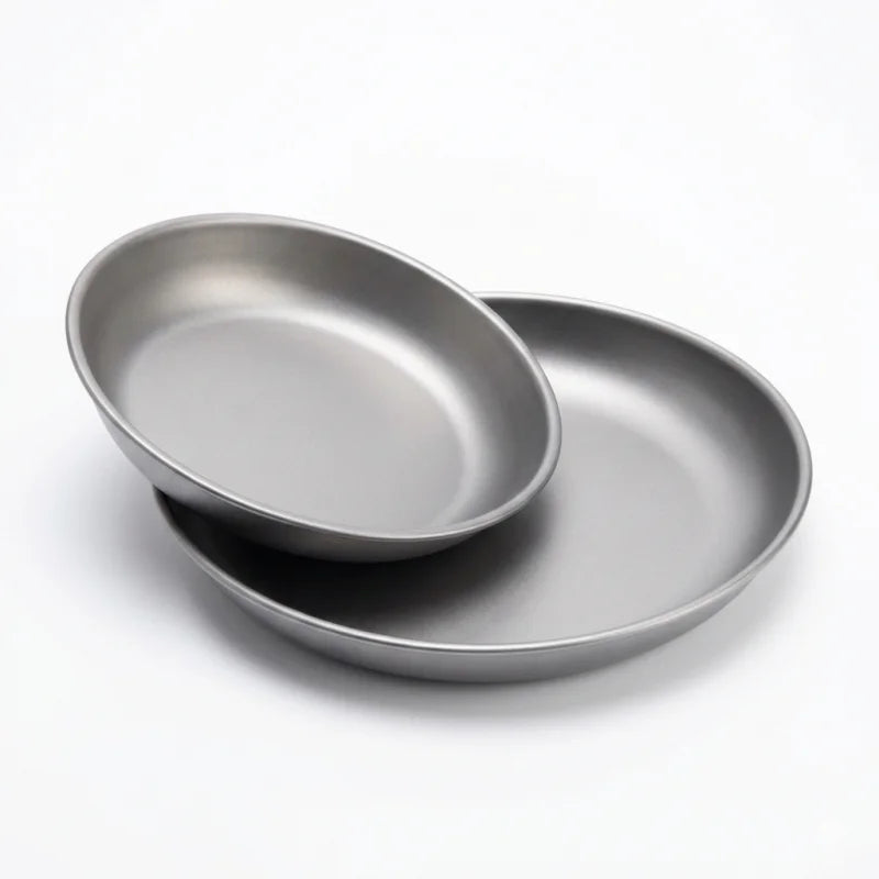 Titanium Camping Plate Ultralight Portable Outdoor Picnic Dinner Plate Round Tableware for Backpacking Hiking Travel Salad BBQ