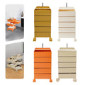 5 Tiers 360° Rotating Sofa Side Metal Cabinet,White/Orange/Khaki/Yellow Freestanding Storage Rack 41.5*31.5*61cm for Kitchens