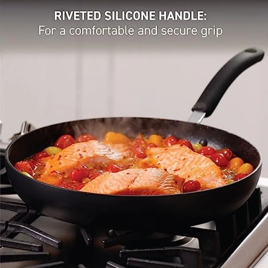 Ultimate Hard Anodized Nonstick Fry Pan Set 2 12 Inch Oven Broiler Safe 400F Cookware Pots and Pans Set Non Stick Kitchen Fryin