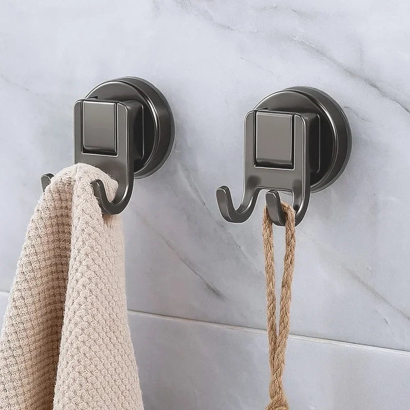 Suction Cup Hooks - No-Drill Wall Hooks for Bathroom, Kitchen, Door, Tile, Glass, Holds 5lbs, Removable & Reusable (Clear
