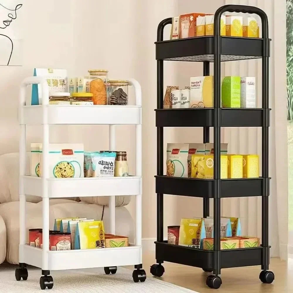 HOT NEW Multi-Layer Trolley Rack Kitchen Floor Bedroom Baby Snacks Mobile Bathroom Bathroom Storage Storage Rack