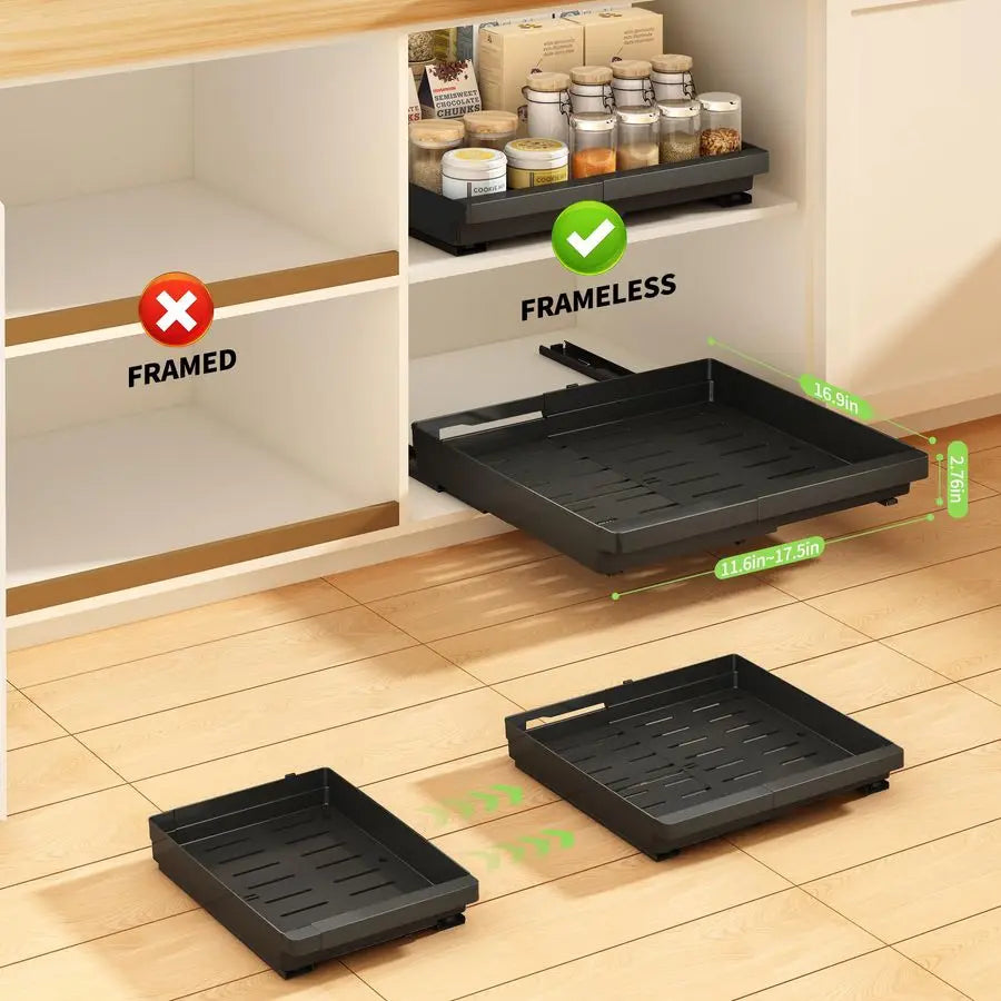 Pack Pull Out Cabinet Organizers Expandable 11.617.5, Plastic Slide Out Drawers for Kitchen, Bathroom, Pantry, Under Sink Storag