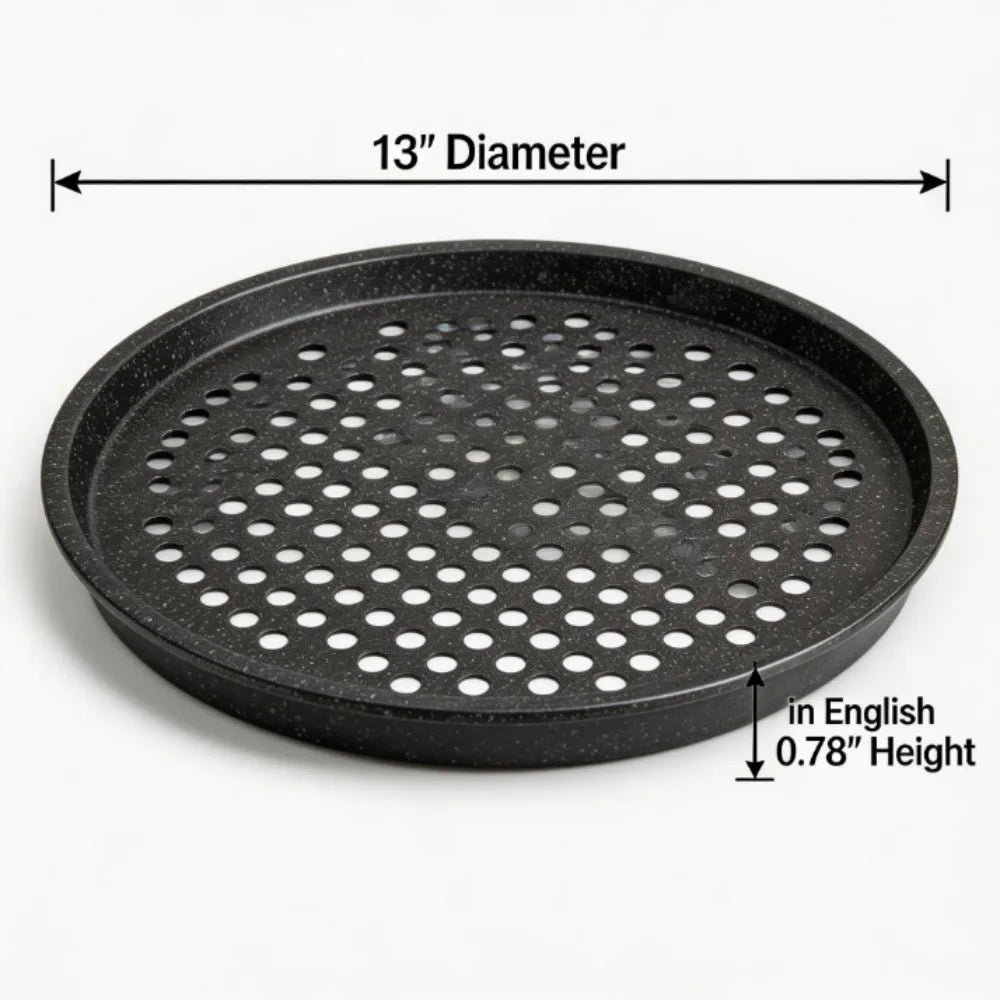 13" Pizza Baking Pan with Holes, Non-Stick Carbon Steel, Multi-Use for Pizza, Cookies, Roasted Veggies, Kitchen Bakeware