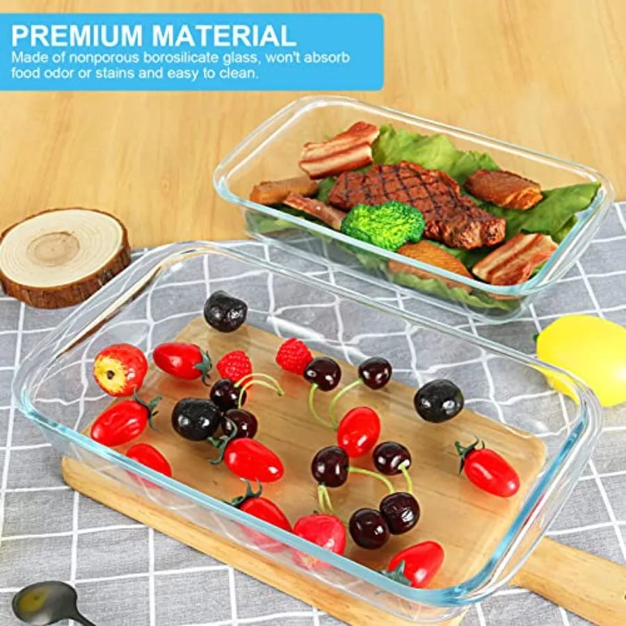 8 Pieces Glass Baking Dish with Lids Rectangular Glass Baking Pan Bakeware Set with Lids Baking Pans for Lasagna Leftovers Cook