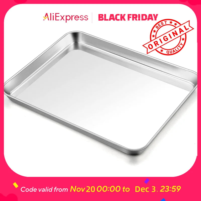Baking Pan with Drain Rack, 430 Stainless Steel Oven  Cookie Sheet for Roasting, Grilling & Food Preparation