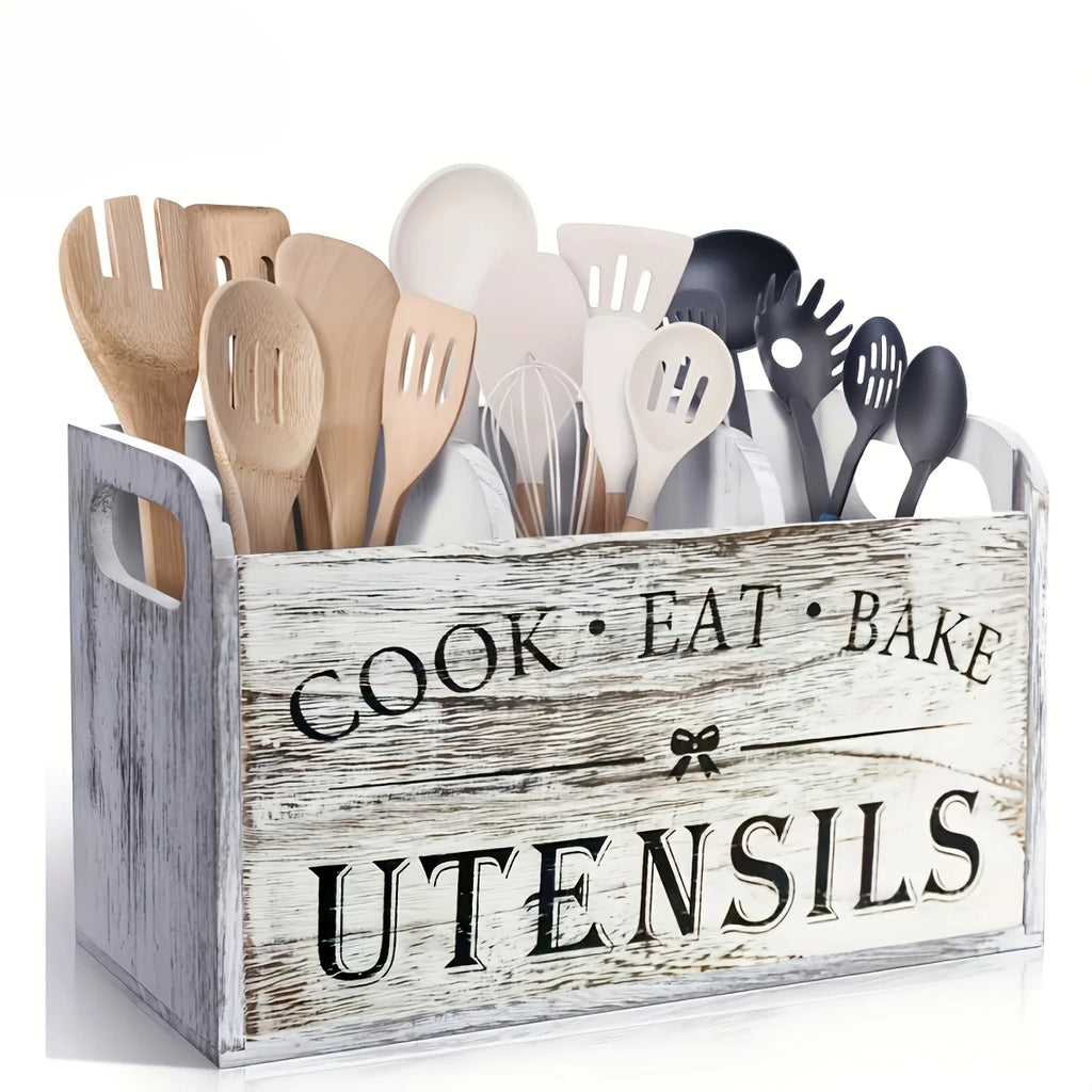 5pcs/Set Cutlery Rack Compartments Cutlery Box Wooden Cutlery Box Suitable For Kitchen Counters Cutlery Storage Box Fork Spoon